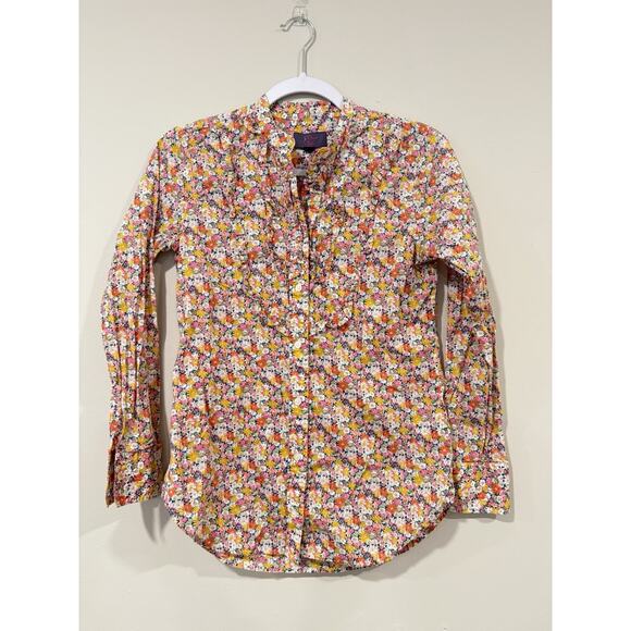 J Crew Liberty Ruffle Button Up Shirt Libby Floral Size XXS 2320 - Picture 4 of 11